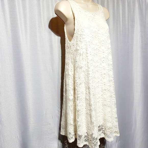 Ginger G Cottagecore Daisy Lace Sheath Summer Mini Dress (L) - Picture 3 of 7